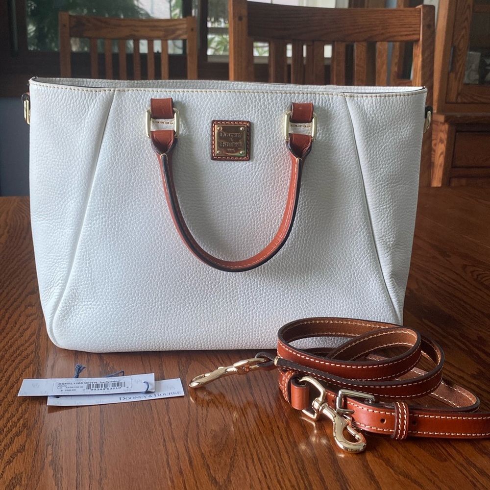 Dooney and Bourke white top zip satchel
